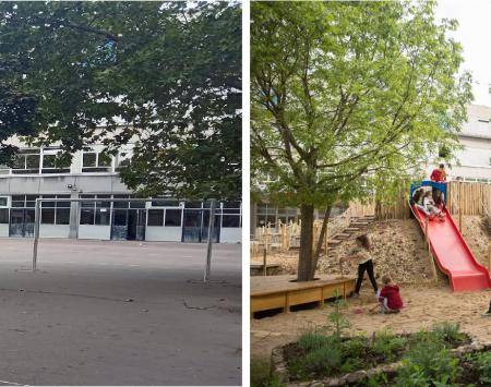 Schoolyard before and after transformation